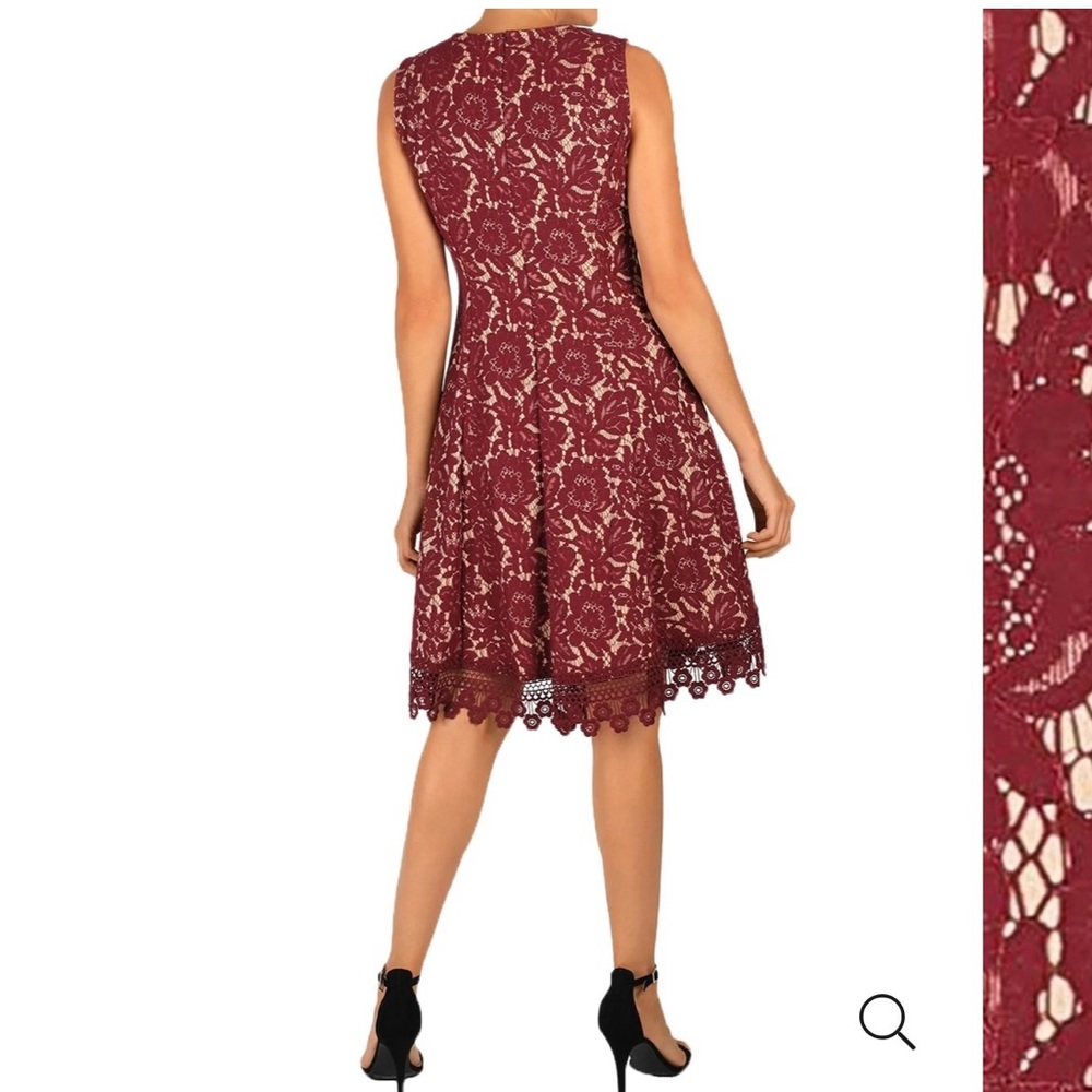 Donna Ricco Lace pattern A-Line Dress size 10
Burgundy And nude - Picture 8 of 12